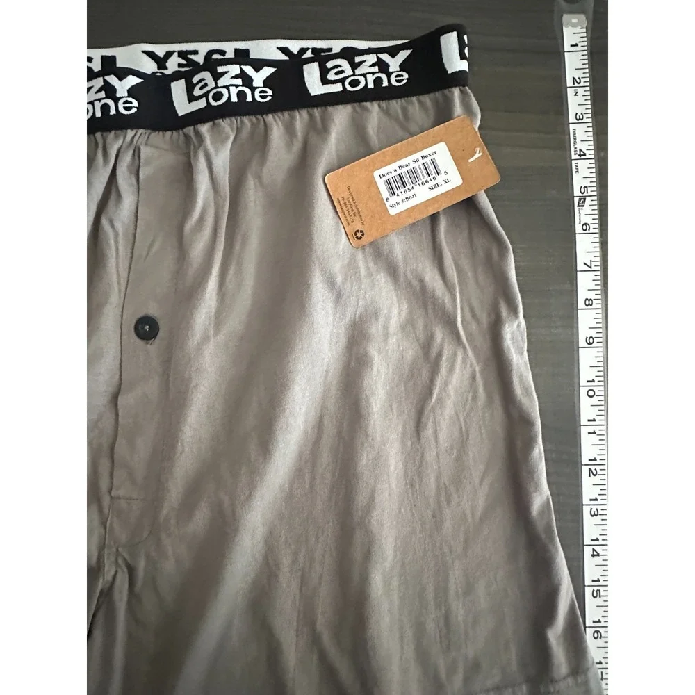 Lazy One‎ Does A Bear Sit Boxer Shorts Pajama XL Gray Bear Woods Novelty NWT